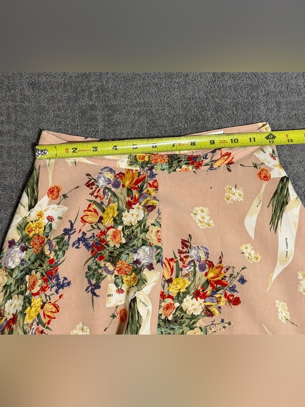 Vintage Kaneko Isao Floral Ribbon Bouquet Midi Skirt Lining K64FS07 - Picture 5 of 6